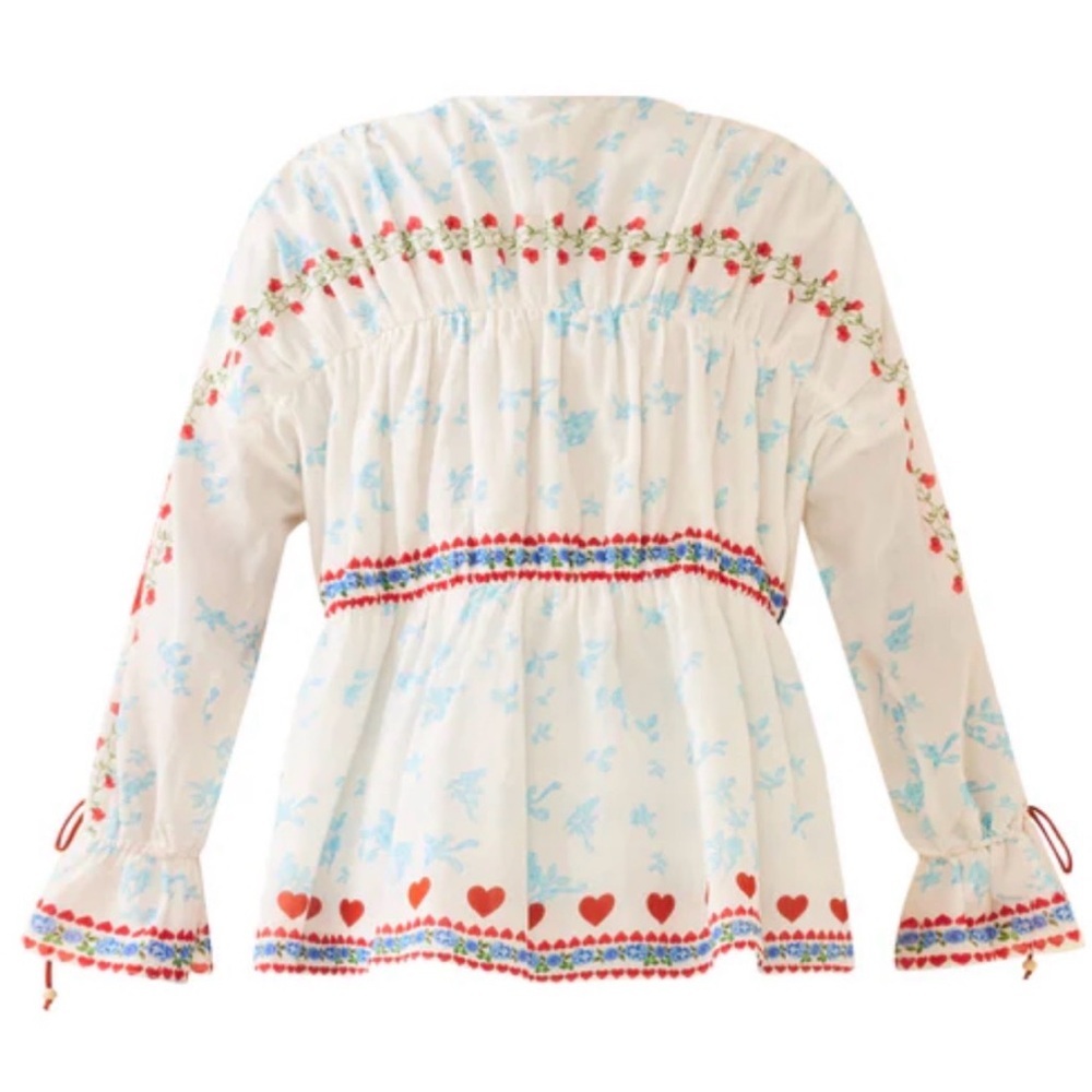 Eddy Isle Top Alfie White Heart Rose Cotton Blouse - Women’s Size Small - Picture 9 of 15